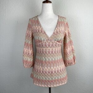 Vtg INC S Babydoll Lace Top 3/4 Sleeve Fairy Boho Y2k Romantic Coastal Cowgirl
